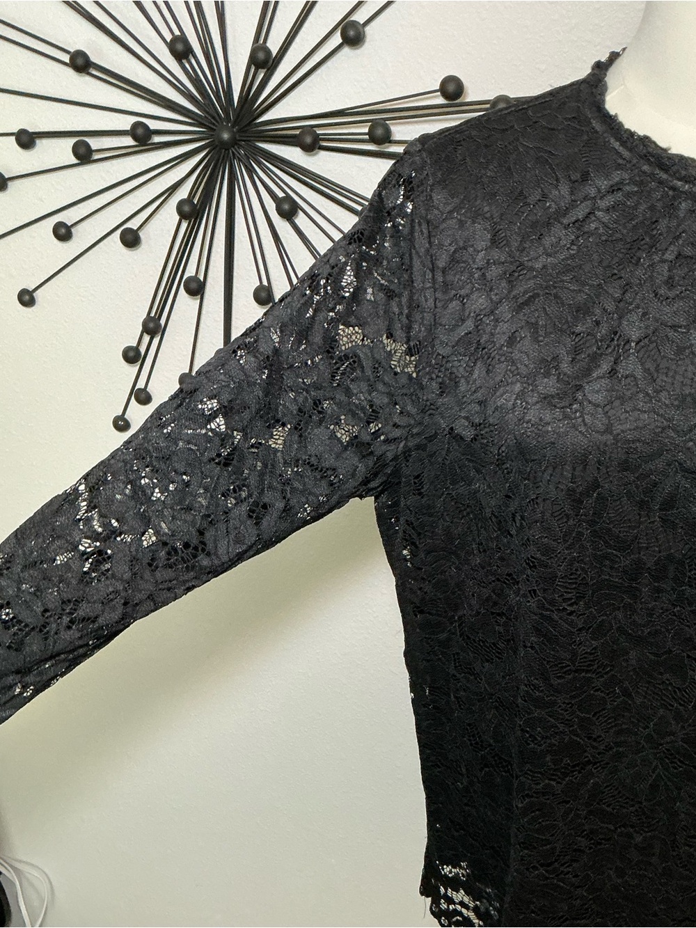 Zac & Rachel Black Floral Lace Long Sleeve Blouse Top Size Large - Picture 4 of 4